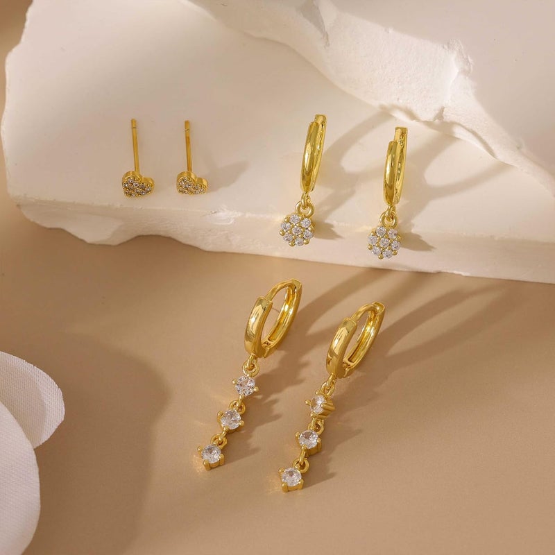 SELFROSE Store Gold Dangle Earrings for Women,Prom Jewelry Dainty Earring 14K Gold Plated Drop Earrings for Women Trendy Hypoallergenic CZ Dangling Earring - Image 5